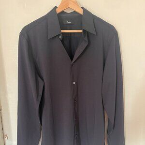 Theory Sylvain Shirt in Structure Knit in Eclipse